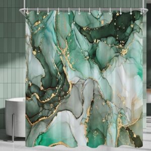 Duschvorhang Edelstein Grün, 180x200 cm groß, Polyestermaterial, Beschwerter Saum, Wasserabweisend, Waschbar, Badezimmer, Badewanne