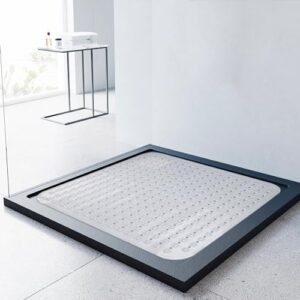 Lurowo Duschmatte rutschfest 80x80cm, Antirutschmatte mit Saugnäpfe für Dusche oder Badewanne, große Quadratische Duschwanneneinlage, Transparent