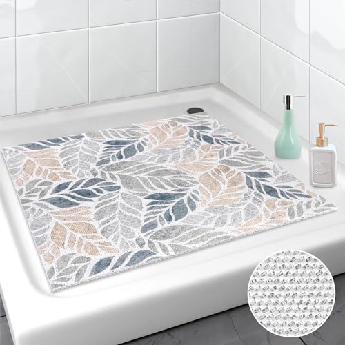 Lurowo Duschmatte rutschfest 60x60 cm, PVC-Luffa-Duschmatte mit weichem Komfort und schneller Durchlüftung, ideal für Badezimmer und Duschen