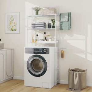 Badezimmer Regal, Waschmaschinenschrank, Toilettenregal, Handtuchhalter, Platzsparend für das Badezimmer, über der Toilette, Metall, einfach zu montieren