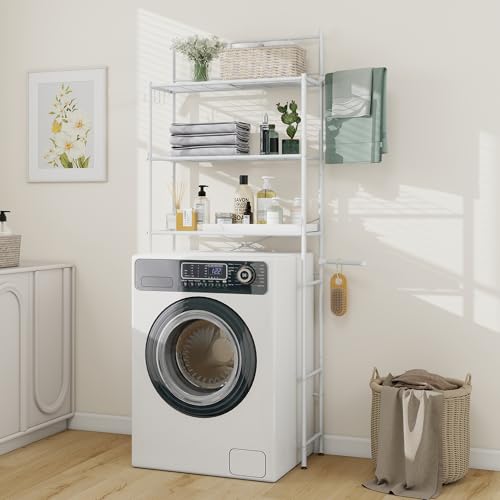 Badezimmer Regal, Waschmaschinenschrank, Toilettenregal, Handtuchhalter, Platzsparend für das Badezimmer, über der Toilette, Metall, einfach zu montieren