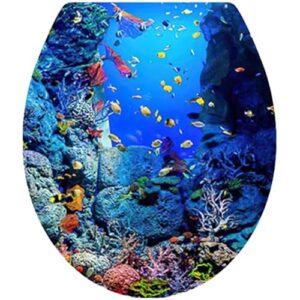 Meereswelt-Muster-Aufkleber für Toilettendeckel und Badezimmerdekoration, Selbstklebender Aufkleber mit Meeresmotiv für Zuhause und Wohnzimmer