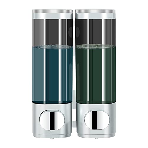 Silberner Shampoo und Conditioner Dispenser für Dusche, Wandmontierter Shampoo Conditioner Duschgel Dispenser für Badezimmer mit 2 Kammern und einer Kapazität von 300 ml