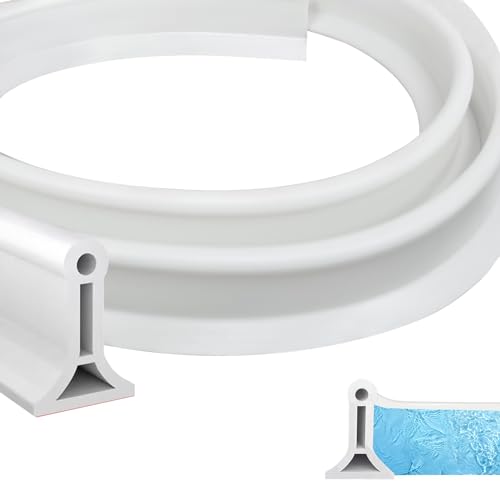 Schwallschutzleiste für Dusche, selbstklebendes Silikon, 200cm lang, weiß, ideal für Badezimmer und Küche