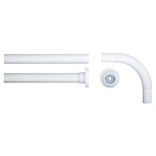Sealskin Winkel Duschvorhangstange, Aluminium, Farbe: weiß, Durchmesser 28 mm, 90 x 90 cm - hochwertige Aluminium-Winkelstange für Duschvorhanginstallation in Badezimmer