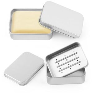 Seifendose aus Aluminium, 2 Stück mit Abdeckung und Abtropfgitter, ideal für Reisen und zu Hause