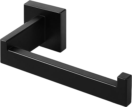 Toilettenpapierhalter aus Edelstahl 304 mit schwarzer Mattlackierung und Bohrungen, ideal für Küche und Badezimmer.