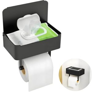 Toilettenpapierhalter mit Feuchttücherbox, schwarz, 304 Edelstahl, Klopapierhalter für Badezimmer