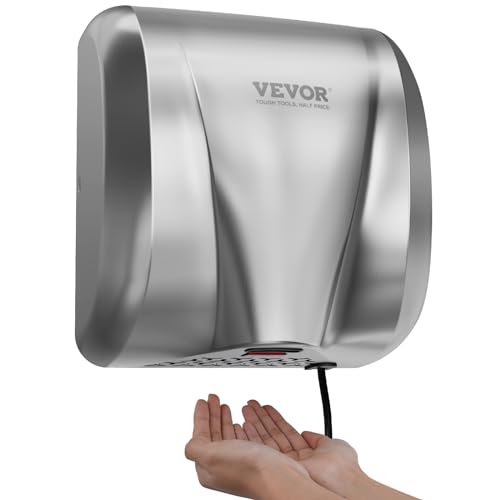 VEVOR Händetrockner 1300W Elektrischer Handtrockner mit HEPA-Filter und automatischer Infrarot-Erkennung, Kommerzieller Wandhandtrockner für Küche Badezimmer Toilette