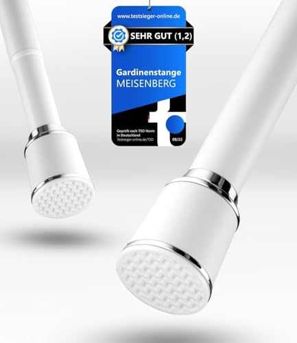 Vorhangstange ohne Bohren, weiße Gardinenstange, Teleskop-Vorhangstange für Fenster und Dusche