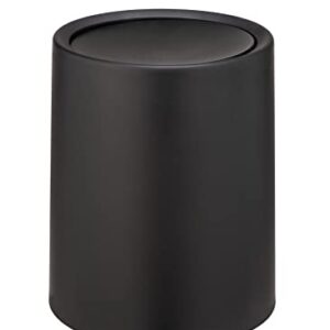Schwingdeckeleimer mit Deckel, 6 Liter Kosmetik-Eimer aus hochwertigem Kunststoff, Müllbeutel unsichtbar, ideal fürs Badezimmer, Schwarz