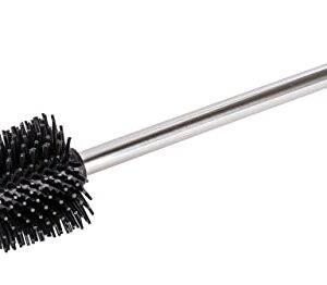 WENKO Silikon WC-Ersatzbürste mit Edelstahlstiel, Anti-Haft-Wirkung, rostfreier Edelstahlstiel, 7.5 x 35 x 7.5 cm, schwarz