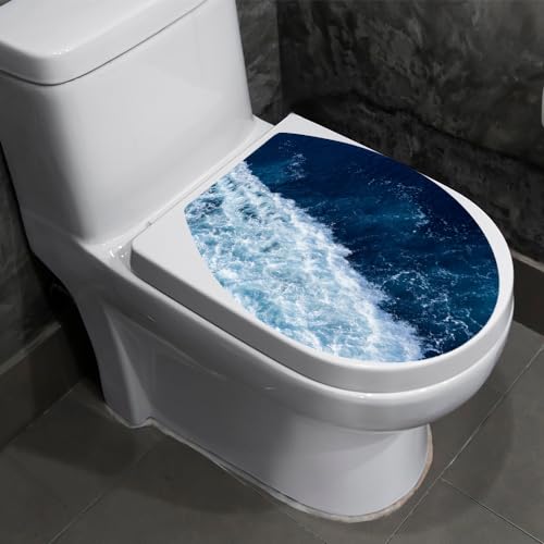 Dekorativer Ozeanwellen Aufkleber für Toilette, Badezimmer Dekoration mit Wasserfeder Mustern 35 x 40 cm