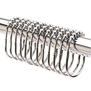 12 extra große Duschvorhangringe aus Edelstahl, poliertes Nickel, leicht gleitende Ösen, Duschvorhang Haken für jeden Stil und Standardgröße von 152 - 178 cm