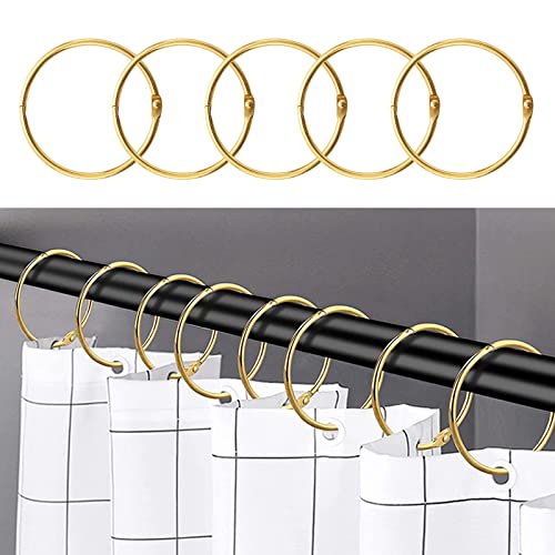 24-teiliges Set von Duschvorhangringen und Haken in Gold, geeignet für Duschvorhänge und Vorhänge, rostfreier Stahl, minimalistischer Stil