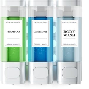 3-Kammer-Wand-Shampoo-Spender für Dusche, jeweils 300 ml, ohne Bohren für Badezimmer und Küche