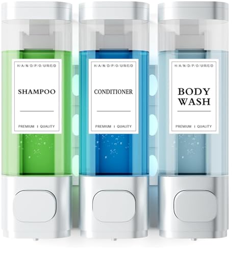 3-Kammer-Wand-Shampoo-Spender für Dusche, jeweils 300 ml, ohne Bohren für Badezimmer und Küche