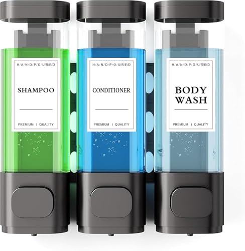 Praktischer 3-Kammer-Wand-Shampoo-Spender für das Badezimmer, umweltfreundlich und leicht zu reinigen, ideal für Hotels oder häufig genutzte Bereiche.
