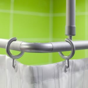 Chrom-mattierte Aluminium-Winkelstange für Duschen, barrierefrei und bequem durchschieben des Duschvorhangs ohne Hindernisse