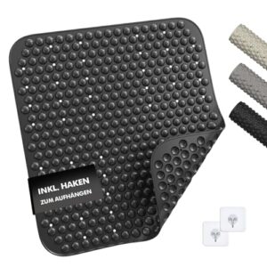 Antirutschmatte Dusche 53x53 cm aus TPE, BPA-frei, rutschfest und hygienisch für sensible Haut - inkl. 2 Haken, maschinenwaschbar und schimmelresistent