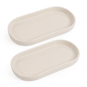Keramische Ablageschalen für Badezimmer und Küche, cremeweiß, ovaler Design