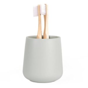 Zahnputzbecher aus Keramik, grauer Zahnbürstenhalter für Zahnpasta und Zahnbürste, Badezimmerbecher