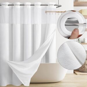 Weißer Duschvorhang mit Einrastfutter für Badezimmer, 190,5 x 182,9 cm (L x B)