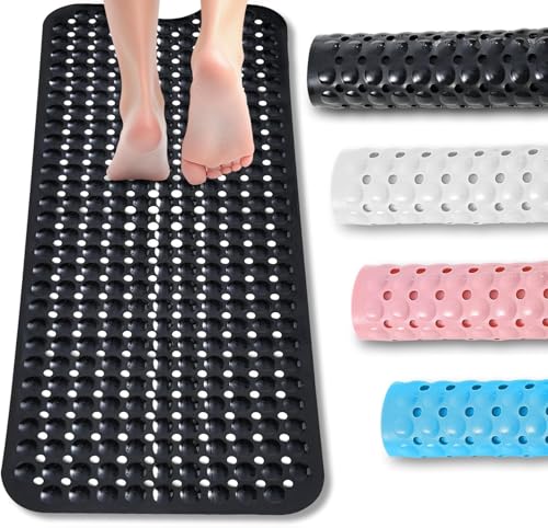 BASVII Badewannenmatte, rutschfest, 100 x 40 cm, Antirutschmatte für Badewanne, BPA-frei, Maschinenwaschbar