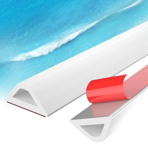 BUERPINKING Schwallschutzleiste Dusche Selbstklebend - 200CM Wasserstopper Gummilippe Selbstklebend für Küchen, Badezimmer (Weiß)