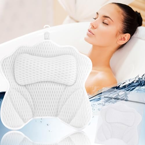 Badewannenkissen für Entspannung und Komfort, ergonomische Form für Kopf, Nacken und Schultern, atmungsaktive 4D-Mesh-Technologie und Saugnäpfen, leicht zu reinigen und schnell trocknend, ideal für Home Spa