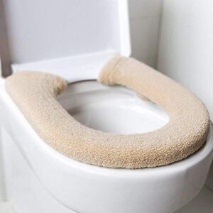 Antibakterielles WC-Sitz Cover für Toiletten, luxuriöser Bezug mit Wärme und Komfort, universal einsetzbar, beige Farbe