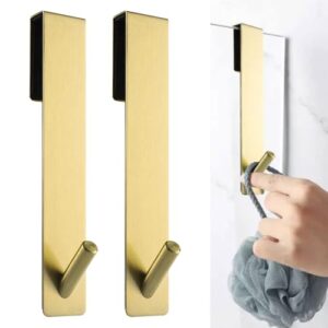 Zwei goldfarbene Duschhaken ohne Bohrungen, Handtuchhalter für Dusche Glaswand, praktischer und sicherer Weg zur Handtücher-Haltung in der Dusche