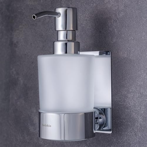 Milchglas-Handseifenspender mit Edelstahl-Pumpe, Wandbefestigung ohne Bohren, 250ml Spülmittelspender für Badezimmer