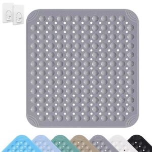 Graue Antirutschmatte mit Saugnäpfen für Dusche und Sauna, 80 x 80 cm groß, aus PVC