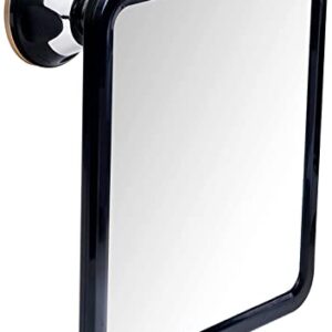 Duschspiegel mit antibeschlagender Oberfläche und Saugnapf, ideal für die Dusche oder Badewanne, groß 20 x 18 cm, schwarz