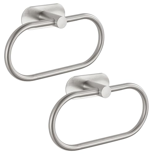 Selbstklebender Handtuchhalter aus Edelstahl für Badezimmer, moderne Runde Halterung ohne Bohren, zeitloses Design für jeden Einrichtungsstil