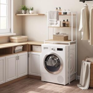 Waschmaschinenregal, WC Regal über Waschmaschine Toilette, Weiß