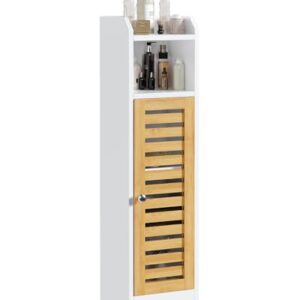 Schmale Badezimmer-Schrank mit zwei offenen Fächern und verstellbaren Ablagen, Made by FORABAMB, Weiß