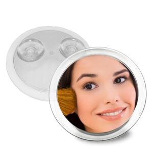 Vergrößerungsspiegel mit 5-facher Vergrößerung, sicherer Halt durch 2 Saugnäpfe, ideal für Schminken und Rasieren im Bad oder während der Reise, Ø 15 cm