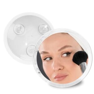 Kosmetikspiegel mit 10-facher Vergrößerung und Sicherhaltsystem aus drei Saugnäpfen für perfektes Schminken und Rasieren in Bad, Dusche oder bei Reisen