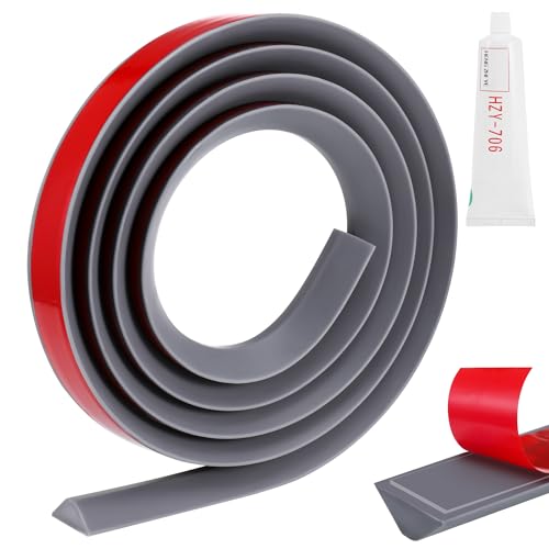 Schwallschutzleiste für Bad und Küche, Selbstklebend, Wasserstopper, Silikon-Dichtstoff, Flexibel, 200 cm, Grau