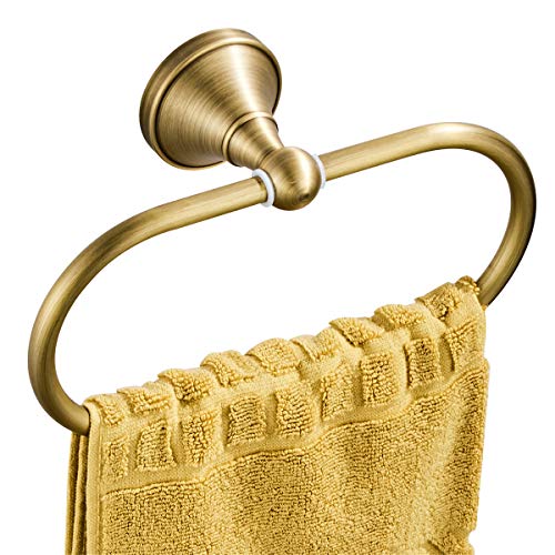Flybath Ovaler Handtuchring, Antiquität Messing Kleiderbügel Handtuchhalter für Badezimmer Küchenaccessoires Wandmontage, Bronze gebürstet, hochwertiges Zubehör für das Badezimmer
