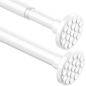 Gardinenstange, Extra Länge, Duschstange ohne Bohren, Teleskopstange, Vorhang ausziehbar für Badezimmer und Schlafzimmer, Weiß (85-220 CM, Φ 32 mm)