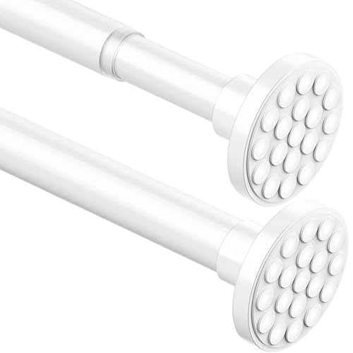 Gardinenstange, Extra Länge, Duschstange ohne Bohren, Teleskopstange, Vorhang ausziehbar für Badezimmer und Schlafzimmer, Weiß (85-220 CM, Φ 32 mm)