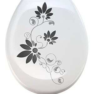 Grafix Aufkleber WC Toiletten Deckel St02 silbergrau/schwarz Vinyl - hochwertiger, wasserdichter Aufkleber für dein Badezimmer