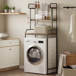 Badezimmerecke organisieren: HAUSPROFI Waschmaschinenregal mit verstellbaren Füßen und abgerundeten Ecken für sicher und stabile Aufbewahrung von Waschmaschine, Kleidung und weiteren Gegenständen im feuchten Badezimmer