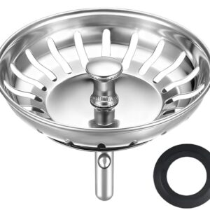 Abflussstopfen für Küchenbecken aus Edelstahl, 304-Stahlsieb, passend für Ablaufabmessungen ab 80 mm