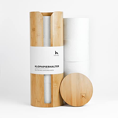 Praktische Toilettenpapier-Aufbewahrung aus Bambus mit Deckel für 4 Rollen, umweltfreundliche Herstellung und bequeme Installation