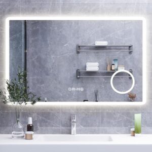 HySail Badspiegel mit Beleuchtung, 5mm Hochauflösung und Silber-Spiegel, ideal für ein unvergessliches Badeerlebnis im Badezimmer.