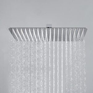 JOHO pflegeleiche Regendusche Duschkopf aus 304 Edelstahl, Hochdruck Kopfbrause Einbauduschköpfe Brausekopf mit Anti-Kalk-Düsen 35x25cm Chrom, moderner und pflegeleicher Duschkopf für das Badezimmer